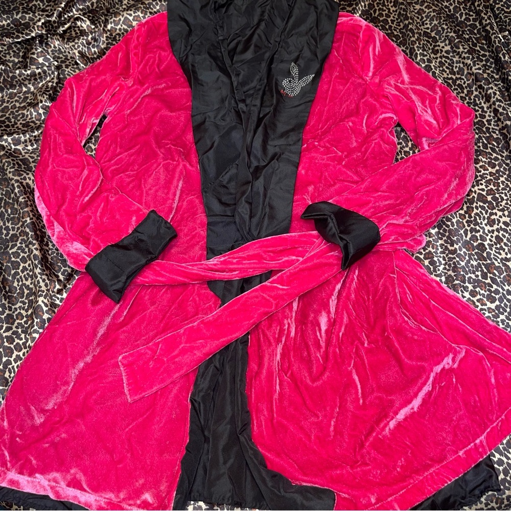 Y2k Playboy Crushed Velvet Rhinestone Costume Robe